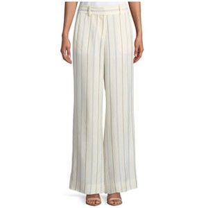 DEREK LAM 10 CROSBY Striped Silky Ivory White Pockets Pants
